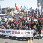 Manifestación de los sindicatos coreanos el día del anuncio del tribunal.
