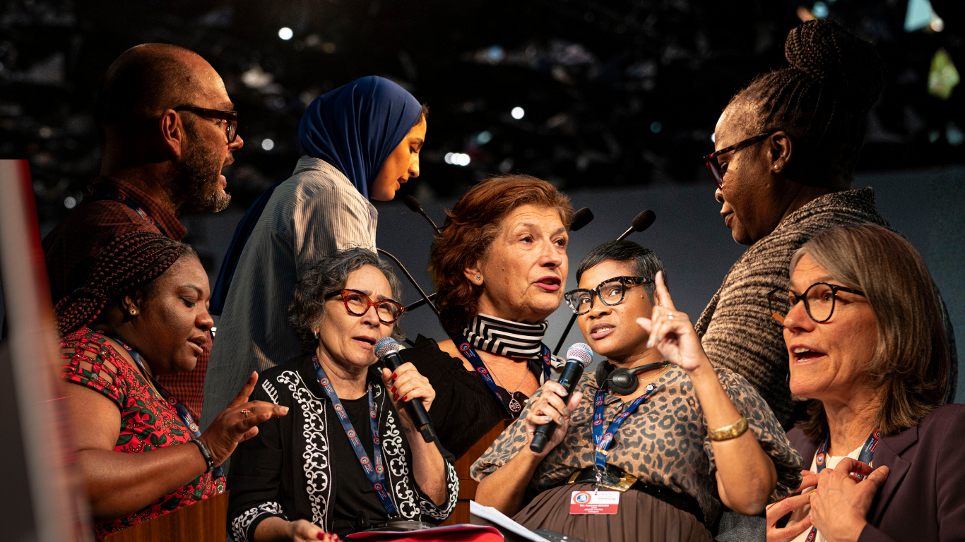 Women delegates speaking in the feminist resolution at IndustriALL's 4th Congress in Sydney November 2025