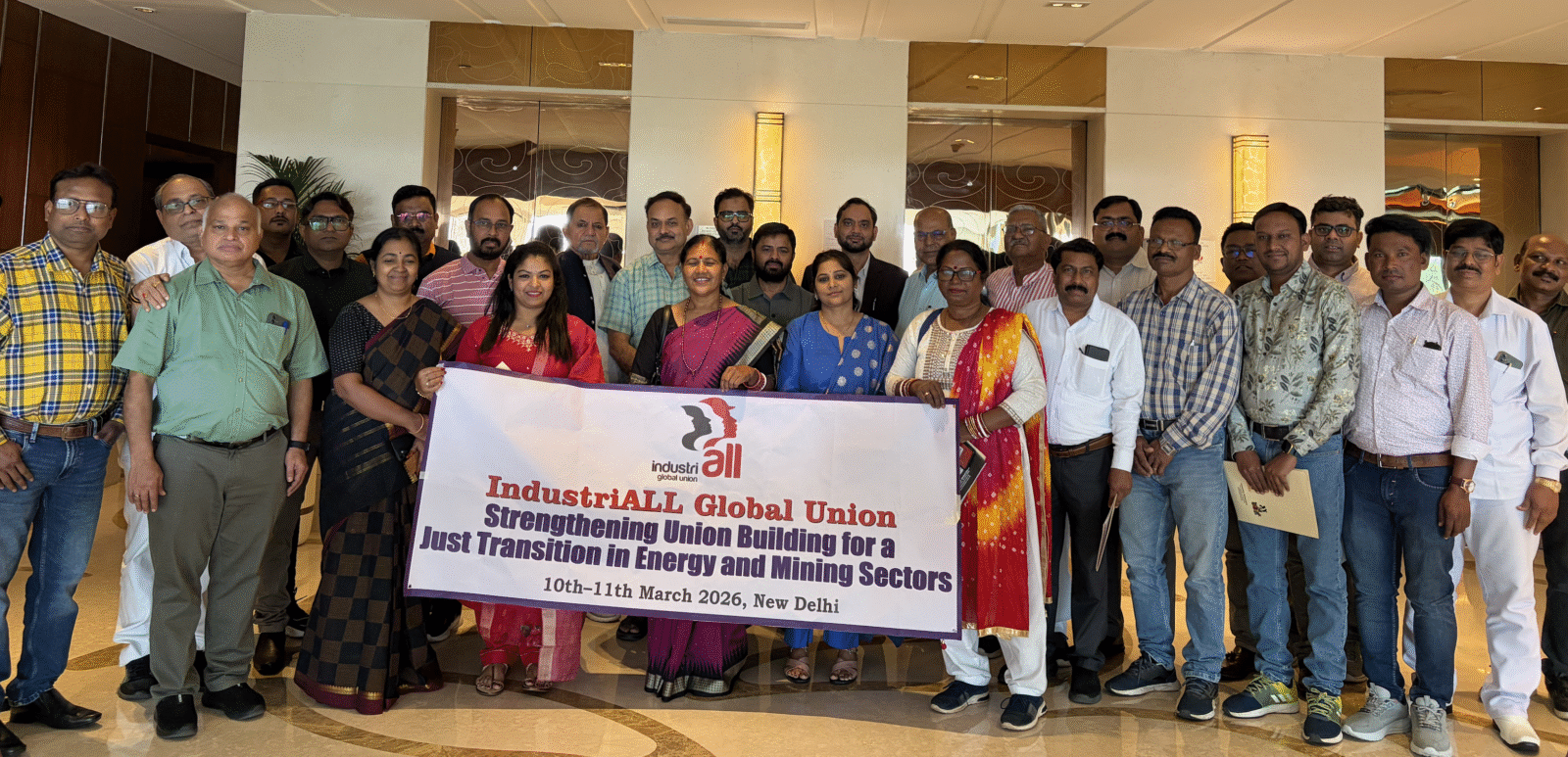 Trade union participants at the IndustriALL meeting on just transition in energy and mining sectors, New Delhi, March 2026