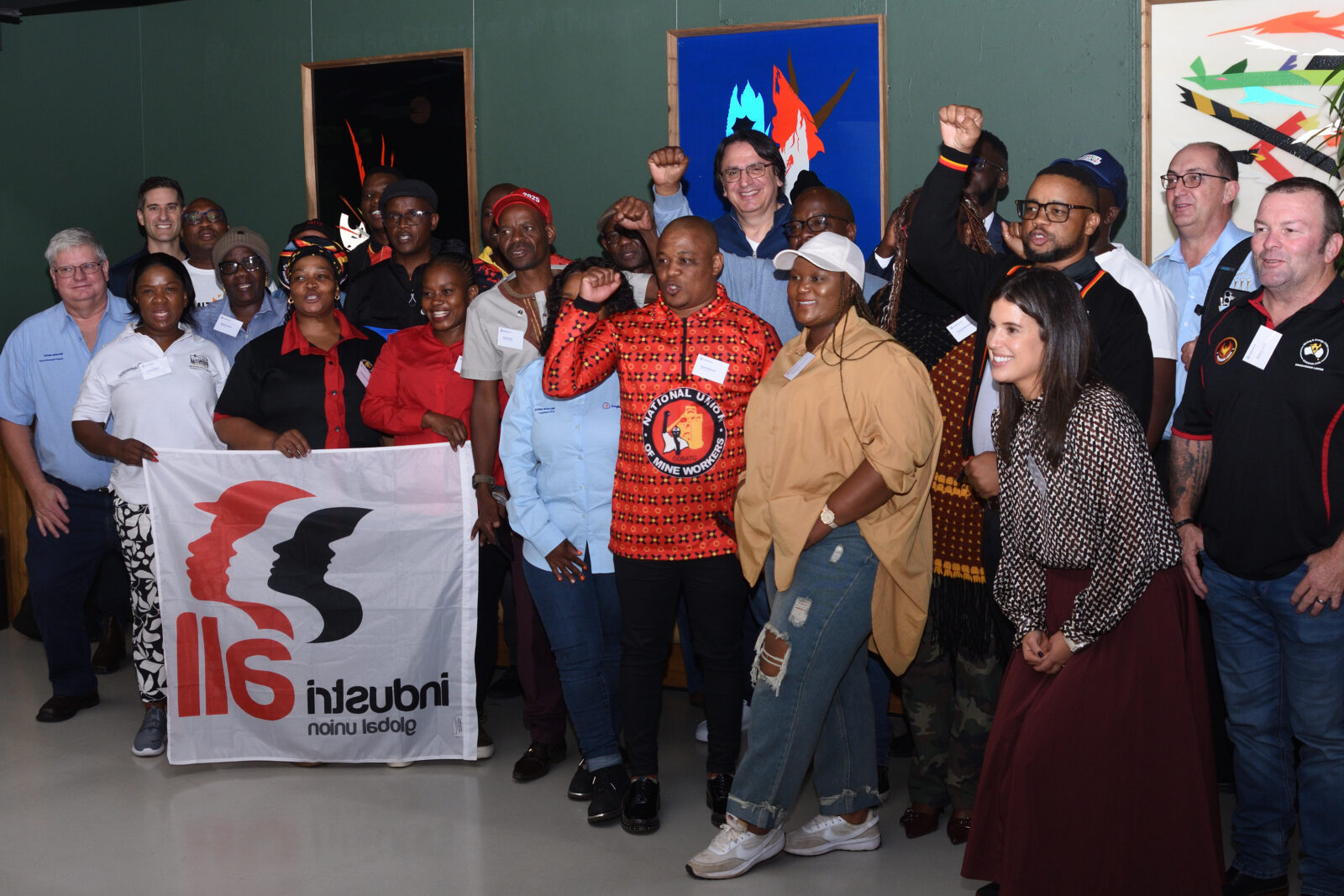 IndustriALL Global Union and National Union of Mineworkers delegates at the Anglo American global dialogue meeting in Johannesburg, March 2026