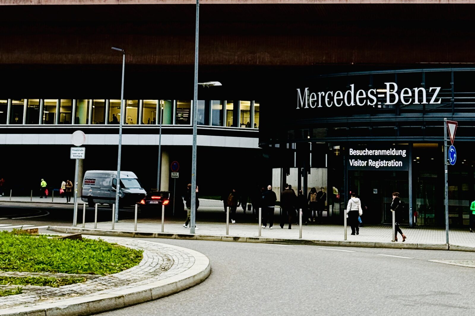 Mercedes-Benz headquarters entrance in Stuttgart, Germany
