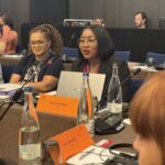 Regina Nambahu, IndustriALL women's committee co-chair, speaking at the women's committee meeting, Geneva, 10 June 2026