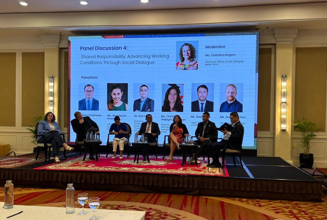 Panel on social dialogue and working conditions at the IndustriALL Textile and Garment Roundtable for Brands, Cambodia, 16 June 2026