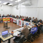 Dirigentes sindicales de distintas regiones de Brasil participan en una sesión de trabajo del Seminario Sectorial de Movilidad del Proyecto SASK – Industria y trabajo decente: una agenda sindical para la transición justa, organizado por IndustriALL Global Union y SASK para debatir estrategias sindicales y políticas industriales para una transición justa.