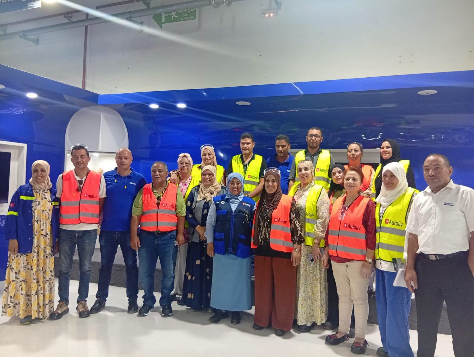 Group photo of Autoliv workers and Women's Centre members at the Nador site in Tunisia