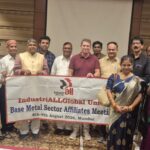 Trade union leaders from steel, aluminium, copper and engineering industries at the IndustriALL base metal sector affiliates meeting in Mumbai.