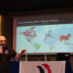 El secretario regional adjunto de IndustriALL, Cristian Alejandro Valerio, hace una presentación en el Seminario-Taller Internacional sobre Derechos Sindicales en México y la revisión del T-MEC.