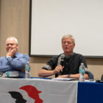 Exposé du Secrétaire général d’IndustriALL, Atle Hoie et du Directeur des secteurs de l’automobile et de l’aérospatiale auprès d’IndustriALL, Georg Leutert lors du séminaire sur les droits syndicaux au Mexique.