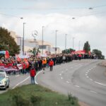 Mass march past Mercedes-Benz plant in Bremen