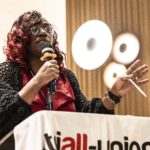 Paule Ndessom, IndustriLAL regional secretary, speaks at opening of Women in Mining and energy conference