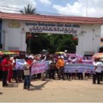 Coalition of Cambodian Apparel Workers Democratic Union, C.CAWDU in front of the Gold Frame Garment Factory