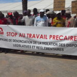 Демонстрация членских профсоюзов IndustriALL в Сенегале.