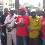 Демонстрация членских профсоюзов IndustriALL в Сенегале.