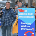 Action at Carnival’s corporation headquarters in Southampton, Photo USW