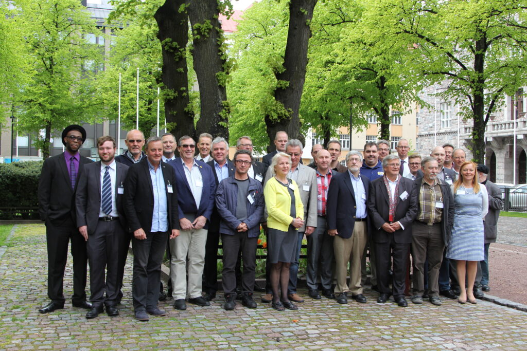 Participants at the global trade union network meeting in Helsinki, Finland