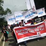 IndustriALL affiliates in the Philippines march alongside contract workers in the Philippines on the World Day for Decent Work
