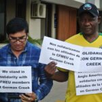 Les participants de la réunion du Réseau Anglo-American au Chili montrent leur solidarité avec les grévistes de German Creek