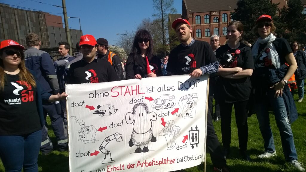 On 11 April, around 45,000 German steelworkers rallied in different cities all over Germany for the future of Europe’s steel industry. 