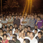 Striking workers at the Bafgh Iron Ore Mine in Yazd, Iran, in 2014