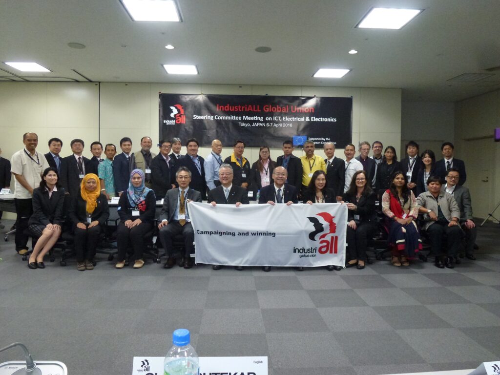 15 unions from France, India, Indonesia, Japan, Malaysia, Philippines, Singapore, Thailand and Vietnam represented by 41 participants met for the IndustriALL Global Union steering committee ICT, electrical & electronics in Fuchu City, Tokyo, Japan, 6-7 April 2016