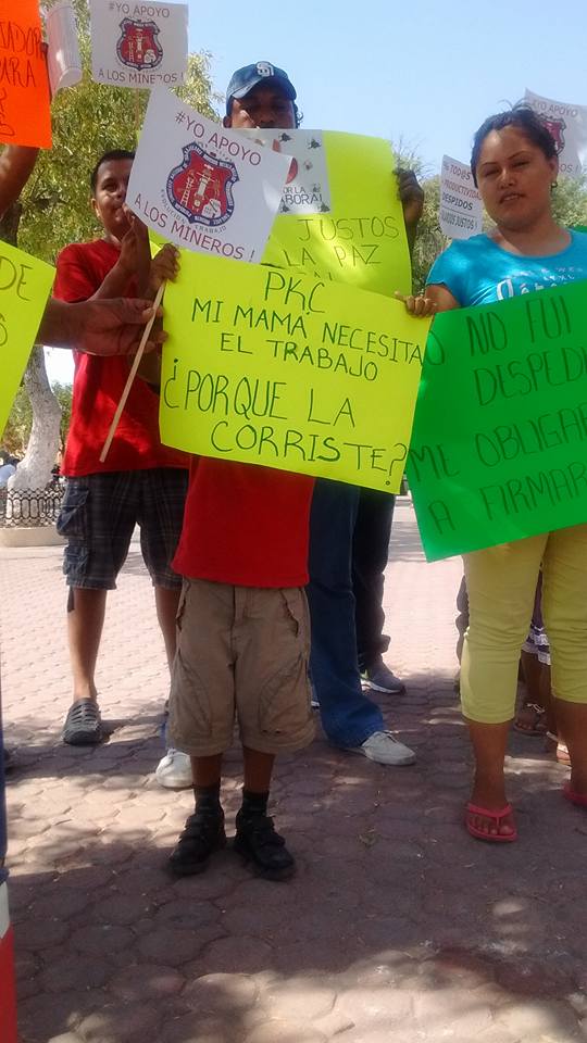Enfant participant à la manifestation pacifique de Los Mineros pour demander la réintégration de sa mère.