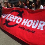 Militants de Unite manifestant contre les contrats zéro heure