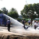 Water canons were used against the peaceful demonstrators. 