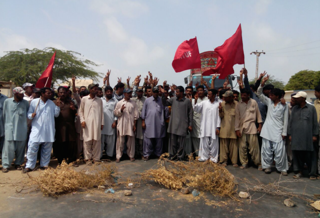Striking workers in Pakistan