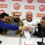 Les 8 d’Airbus rencontrent la presse après leur acquittement.