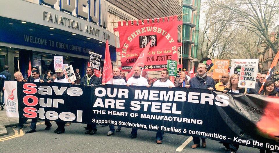 Manifestation des métallos britanniques.