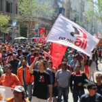 IndustriALL muestra su apoyo a la jornada continental por la democracia y contra el neoliberalismo en una de las movilizaciones