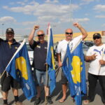 Trabajadores de Fletcher Insulation en un piquete, abril de 2017