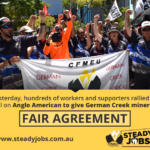 Трудовой спор между горняками угольной шахты German Creek в Квинсленде, Австралия, и компанией Anglo American затянулся на долгие месяцы.
