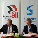Valter Sanches, IndustriALL General Secretary, Jean-Pierre Clamadieu, CEO, Solvay. Photo: Solvay Group