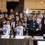 En la Conferencia Mundial sobre Industria 4.0 realizada en Ginebra, Suiza, los afiliados de IndustriALL demuestran su solidaridad con los trabajadores/as búlgaros.