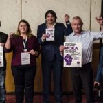 De izq. a der.: Valter Sanches, Secretario General de IndustriALL; Tsvetelina Milchalieva, Presidenta de FOSIL-CITUB; Kemal Özkan, Secretario General Adjunto de IndustriALL; Luc Triangle, Secretario General de industriAll Europe; y Reneta Petrova, Metalicy