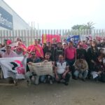 Le Conseil mondial des travailleurs de Tenaris Ternium devant l'usine Ternium du Guatemala. 