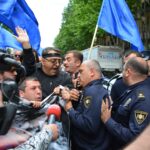 Lors du rassemblement de protestation à Tbilisi