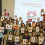 Participants support the "Europe needs a Pay Rise" campaign