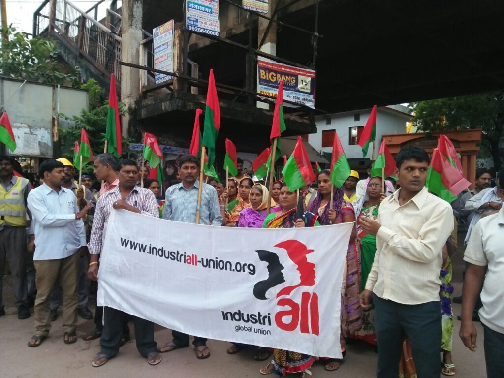 Pragatisheel Cement Sharamik Sangh’s (PCSS) union representing Ambuja contract workers stages a protest action following the deadly accident at LafargeHolcim Ambuja plant.