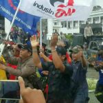 Grasberg workers protest in Timika, Papua