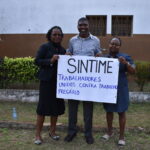 Inocência Ernesto Tembe (left), with youth activist Antonio Carlos (centre) and Maria Eulália Raul Muianga (right).