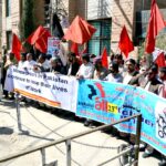 Демонстрация, организованная Пакистанской центральной федерацией горняков, в знак протеста против гибели рабочих на предприятиях горнодобывающей промышленности, Кветта, Пакистан, 23 октября 2017 г.