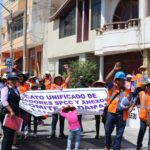 Los trabajadores del SUT SPCC durante una de las marchas en apoyo de la huelga