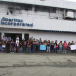 Amertron workers protest outside the company premises on 25 September