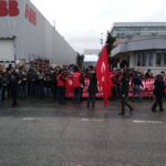 Workers also protested outside ABB on strike day. 