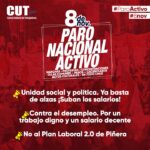 La central sindical de Chile CUT convocó al paro nacional para el 8 de noviembre
