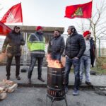 Miembros de IG Metall en el piquete. Foto: Markus Scholz / IG Metall