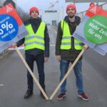 "Juntos por un 6% más de dinero, juntos por más tiempo para nosotros". Foto: Norbert Fellecher / IG Metall