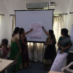 Women garment union leaders at the workshop in Chennai in July 2018.